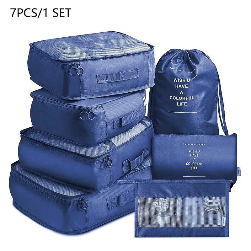 Cactus Packing Cubes OranKoco 7 Piece Luggage Set Travel Bag Multifunctional Storage Cube Waterproof Nylon Luggage Bag Portable Storage Bags Suitable for Travel Business Trips Household Storage Bag 