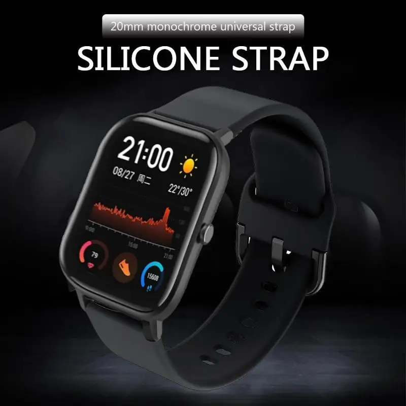 Браслет Сплошной цвет 20 мм силиконовый ремешок для Huami Amazfit GTS/GarminMove/vativomove HR прохладная и удобная вентиляция