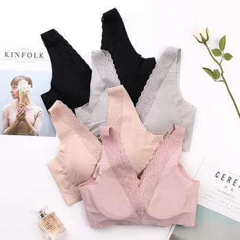 

Network Hot Selling Solid Peace of Mind Underwear Women's Non-Steel Ring Japan Lace Edge Beauty Back Seamless Bra Underwear
