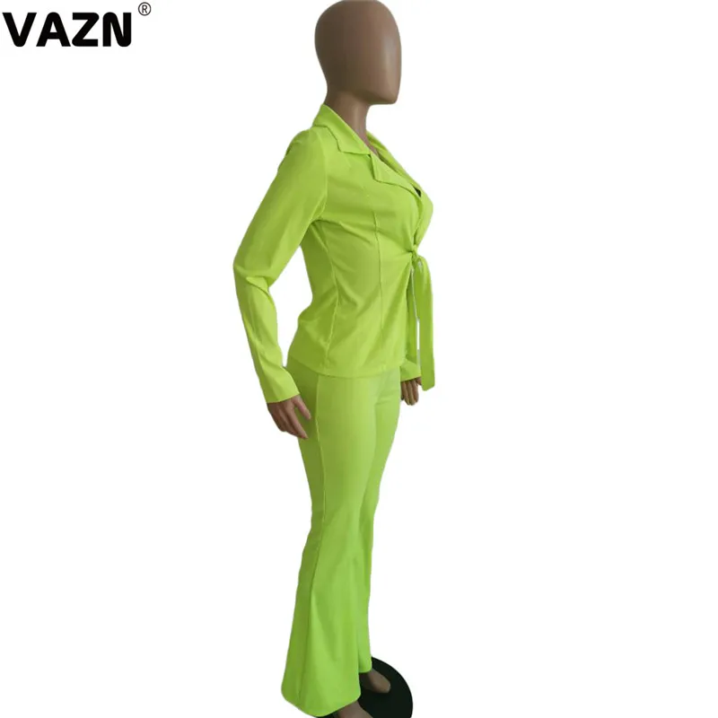 VAZN, хит, для офиса, для молодых леди, для заметок, свежий, прозрачный, сексуальный, однотонный, длинный рукав, повязка, ткань, топ, длинные штаны, тонкие, для женщин, комплект из 2 предметов