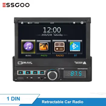 

Essgoo 7'' Car Radio 1din Retractable MP5 Player Car Player Bluetooth FM USB SD Rear View Camera Idin Autoradio