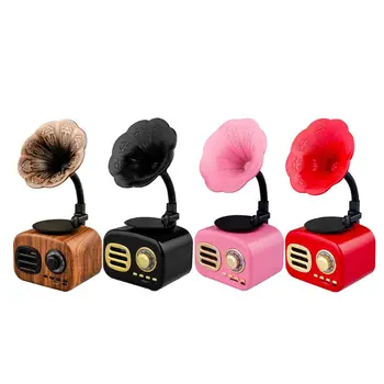 

Retro Phonograph Mini Bluetooth Speaker Portable Wireless Loudspeaker Outdoor Sound System Subwoofer Support TF FM Radio Music