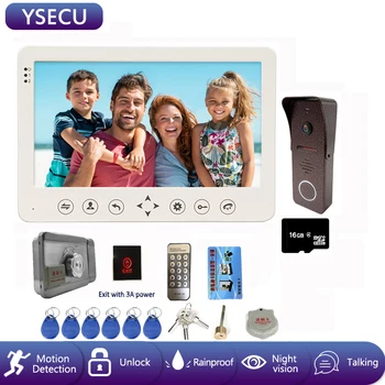 

YSECU 7 Inch Video Door Phone Doorbell Intercom with Electronic Lock Support Remote Unlock Motion Detection Recording for Home