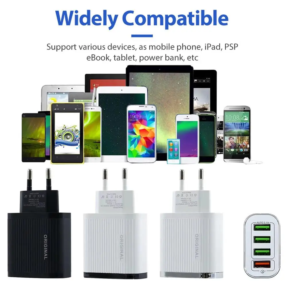 4 порта USB зарядное устройство Quick Charge 3,0 QC3.0 Smart Fast 4 USB настенное зарядное устройство для Xiaomi samsung huawei мобильный телефон Быстрая зарядка A