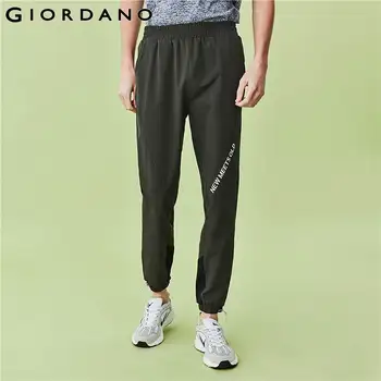 

Giordano Men Pants Reflective Printed Letter Elastic Waistband Trousers Contrast Banded Cuffs Pantalon Hombre 90110025