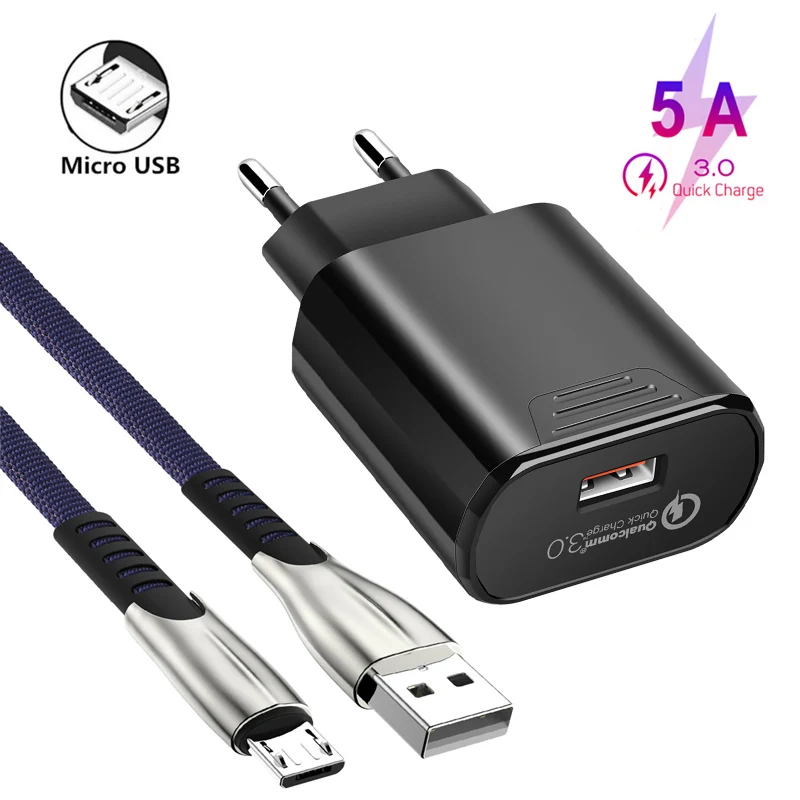 Кабель Micro USB адаптер быстрой зарядки для Xiaomi MI A2 Lite Play Redmi 6 PRO 6A 3S 5 5A Pro 4 Prime 4X S2