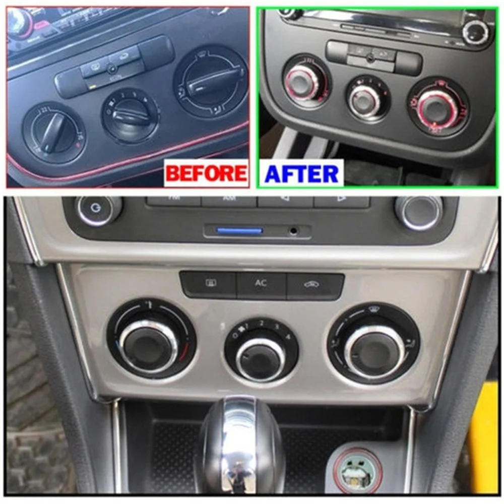 Heater Knobs Buttons Switch For VW Jetta MK5 Golf 5 Tiguan Touran Passta B6 Bora 3PCS,air conditioning knob
