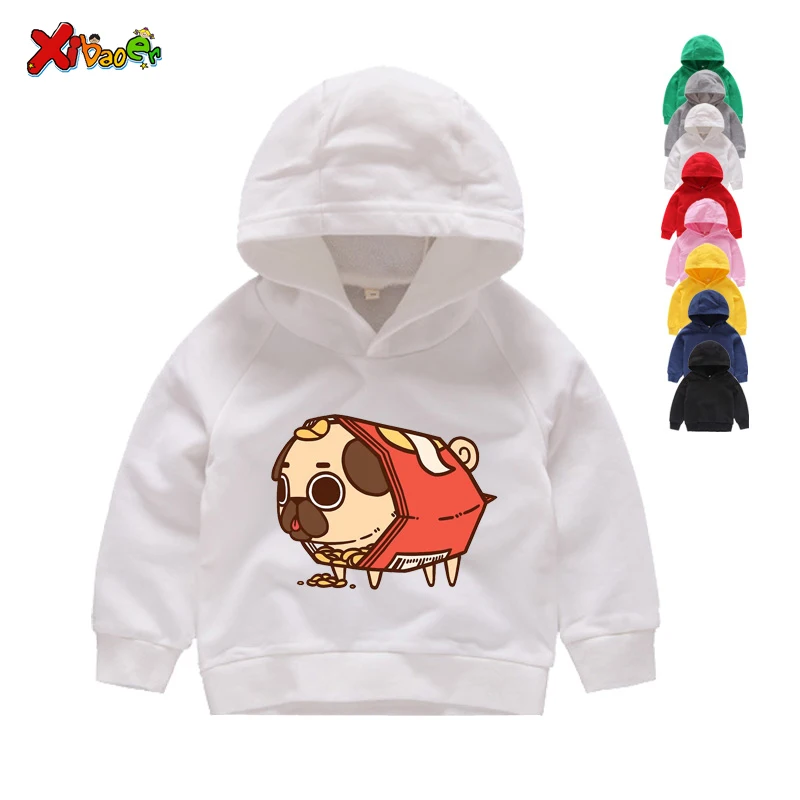 

Pink Hoodies Sweatshirts Dog Printed Kids Tops for Boys Girls Pullover Hoodies Hip Hop Basic Coat 2019 Winter
