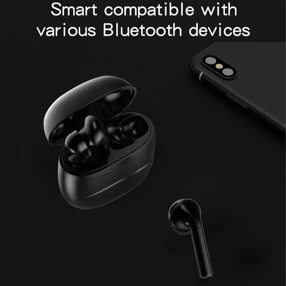 Stereo Bluetooth Earphones Mini TWS Wireless Earbuds Noise Cancelling Headsets with Mic for iOS iPhone Android Cell Phone