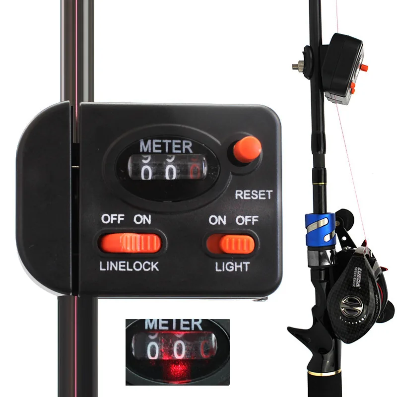 

0-99.9m Digital Display Fishing Line Counter Digital Line Counter Clip On Rod Meter Counting Mechanical Quantity Length Count