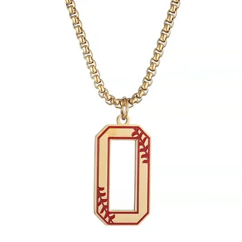 

New Product Stainless Steel 3.0 Square Pearl Arabic Numerals 0-9 Baseball Necklace Number Pendant Necklace Jewelry