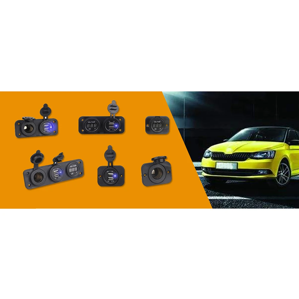 PP 4-в-1 2-24 V) Многофункциональная мотоцикл зарядных порта USB для автомобиля Зарядное устройство 30x28x62 мм с наружной резьбой