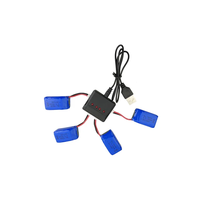 

4PCS 3.7V 600mAh Lipo Battery With 4 In 1 USB Charger For SYMA X9 RC Quadcopter Drone Spare Parts