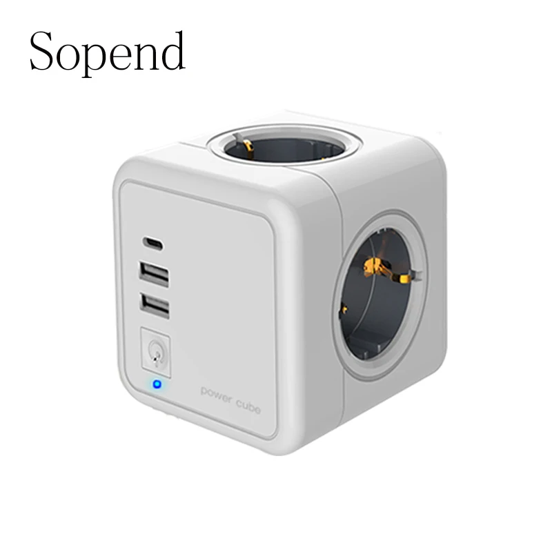 Sopend Мощность розетки полосы куб Smart USB разъем 5В 2.1A 250V Multiprise стены 4 удлинитель адаптер разъем|Электрические
