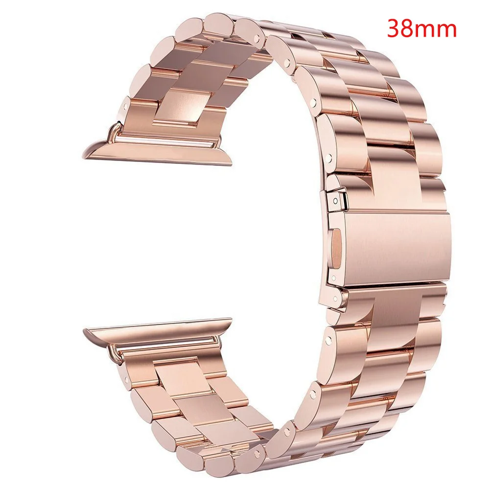 Rose Gold Простая установка модный прочный многоцветный гибкий ремешок из нержавеющей стали для деловых часов Прочный Повседневный складной ремешок для Apple - Цвет ремешка: Rose Gold