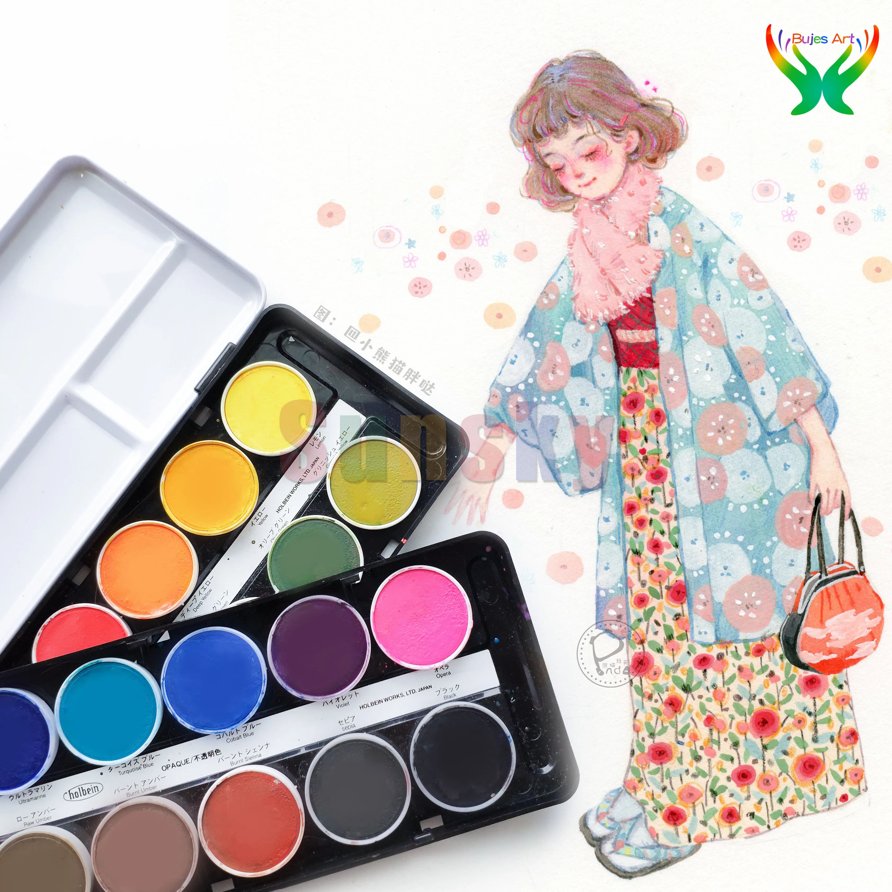 Holbein artist 24 color opaque solid watercolor cake cake