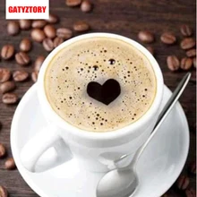 GATYZTORY 5D алмазная живопись Полная площадь DIY домашний декор мозаичные Стразы Картина на холсте с логотипом на холсте настенная художественная чашка кофейное сердце