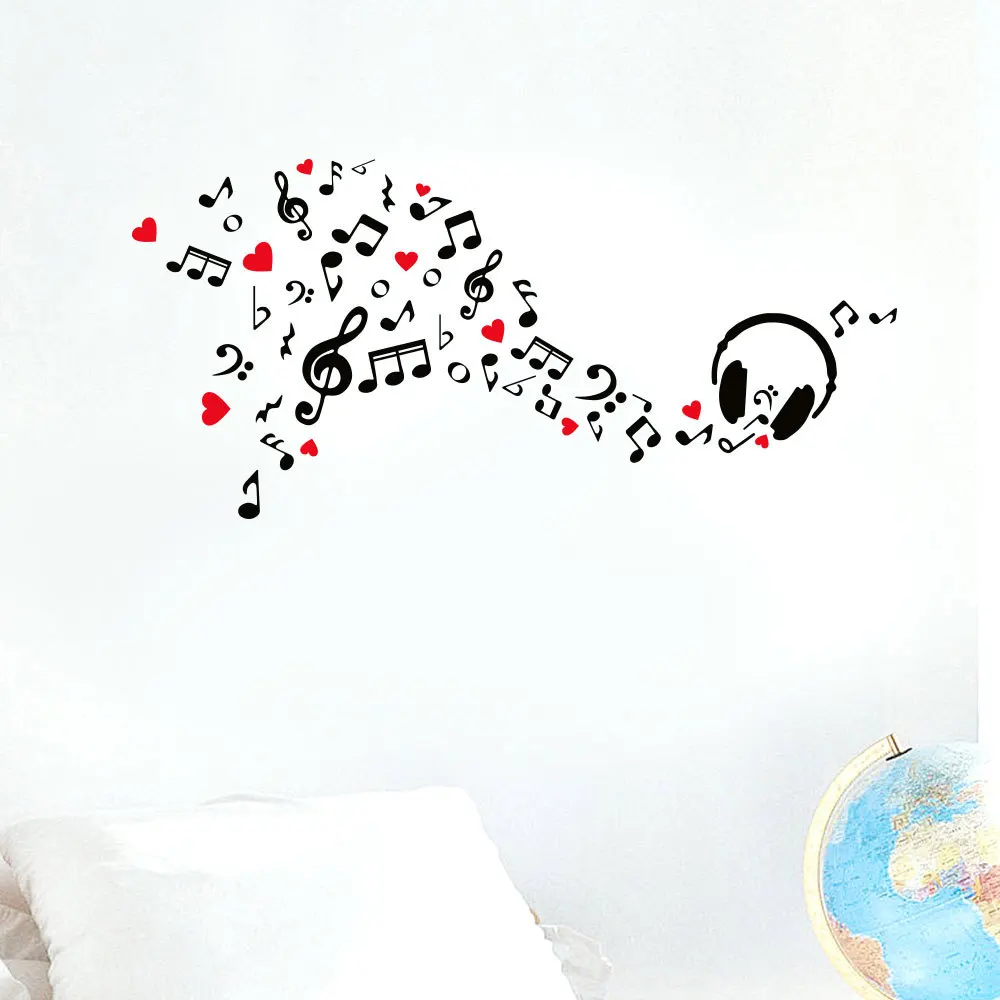 Heart Music Notes Generation резные съемные наклейки на стену для гостиной спальни дивана стены настраиваемые MU4377