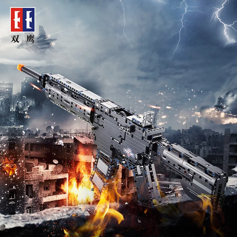 

Double e cada Cracking Take Building Blocks Children Toy Gun M4A1 Model Toy Soft Bullet Gun Sniper Rifle