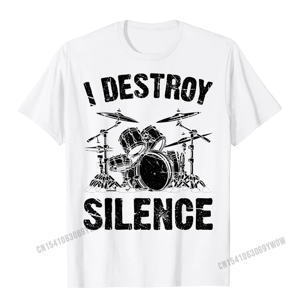 Tops T Shirt Simple Style Tops Shirt Summer Autumn Cheap Funny Short Sleeve Pure Cotton Round Collar Young T Shirt Funny I Destroy Silence Drumming Vintage Drummer Drumset Drum Set T-Shirt__95 white