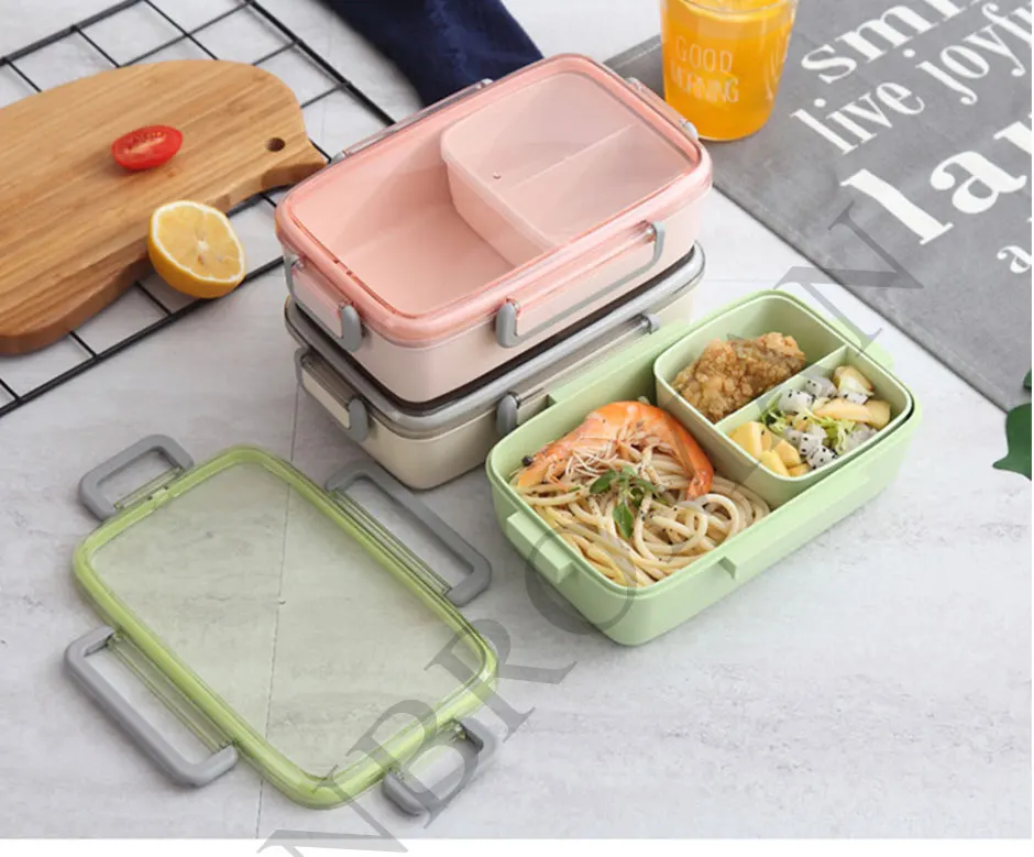 Ланч-бокс с защитой от протечек, независимый сетчатый Ланч-бокс Bento для детей, портативный контейнер для еды, милый Ланч-бокс