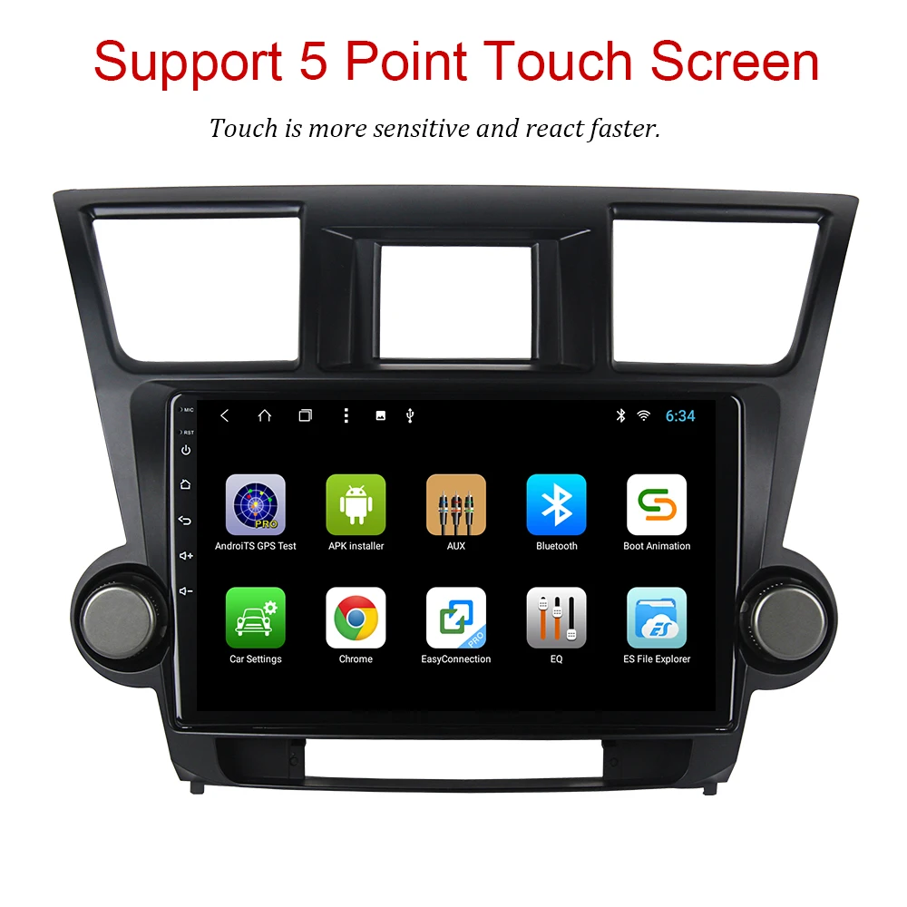 YAZH Android 9,0 2.5D ips сенсорный экран авто радио для Toyota Highlander 2010-2013 головное устройство автомобиля с 1024*600 4K видео дисплей
