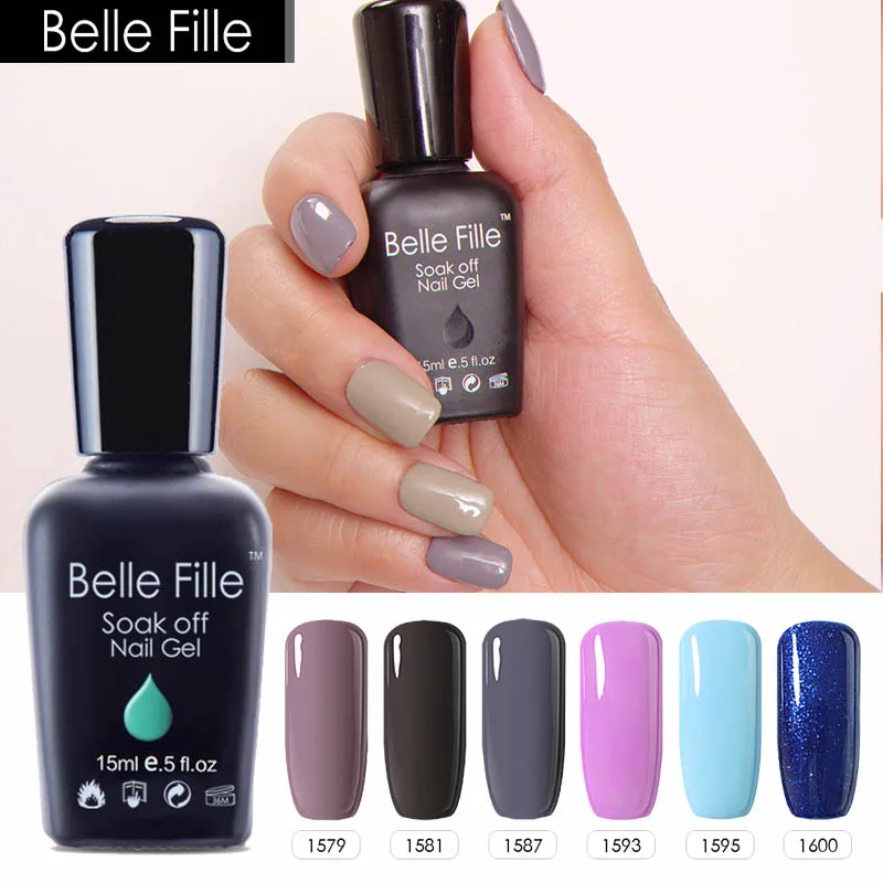 

Belle Fille Uv Gel Nail Polish Primer Gel Varnish Soak Off UV LED Gel Nail Polish Base Coat Nail Art Top Color Gel Polish 15ml