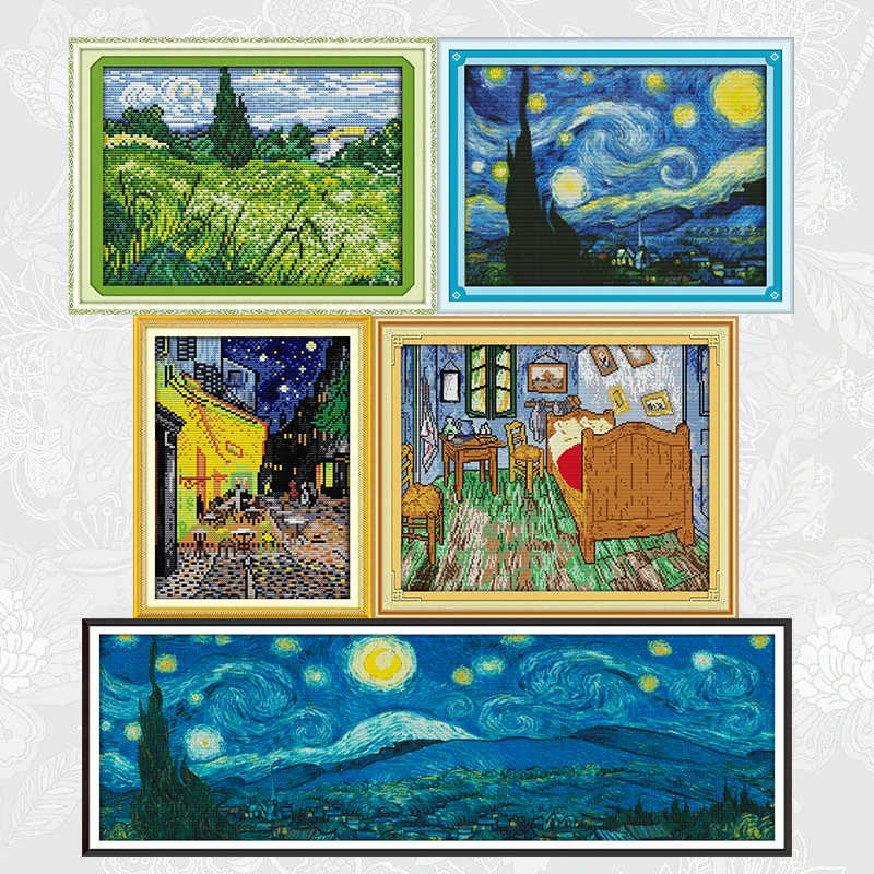 

Van Gogh's work series Cross Stitch Patterns 14CT 11CT DIY Handwork Embroidery kit Needlework set Wholesale Home Decoration