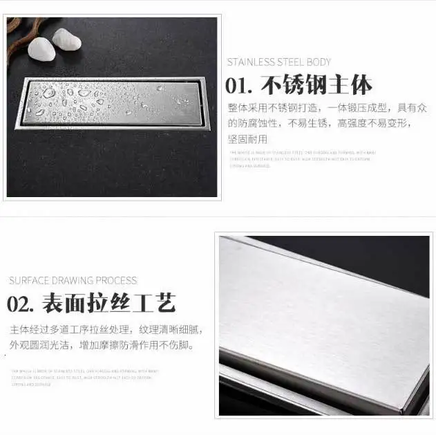 Pipe floor drain 300mm SUS304 stainless steel deodorant type shower soil drain line