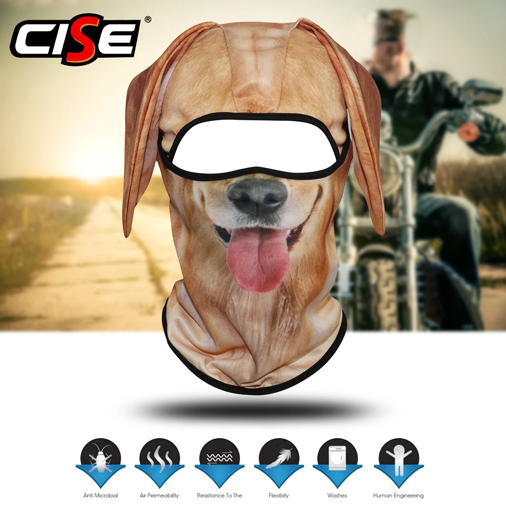 3D животное собака Балаклава с ушами Кепка Мотоцикл Мотокросс мото сетка голова щит Велоспорт катание на лыжах сноуборде косплей маска для лица для мужчин и девочек