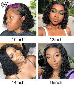 

Hairvev 4*4 Bob Lace Closure Wigs 100% Human Hair 150% Density Deep Wave Bob Malaysia Lace Closure For Women Remy Human Hair Wig