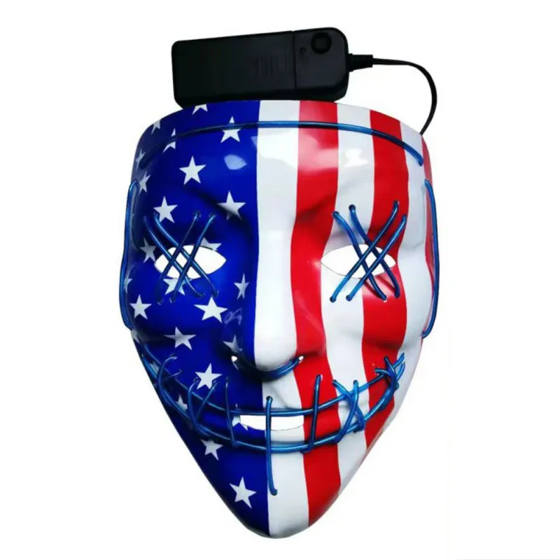 Светодиодный маски для Хэллоуина, Вечерние Маски для продувки, отличный Забавный флаг, карнавальный костюм, светящиеся в темноте