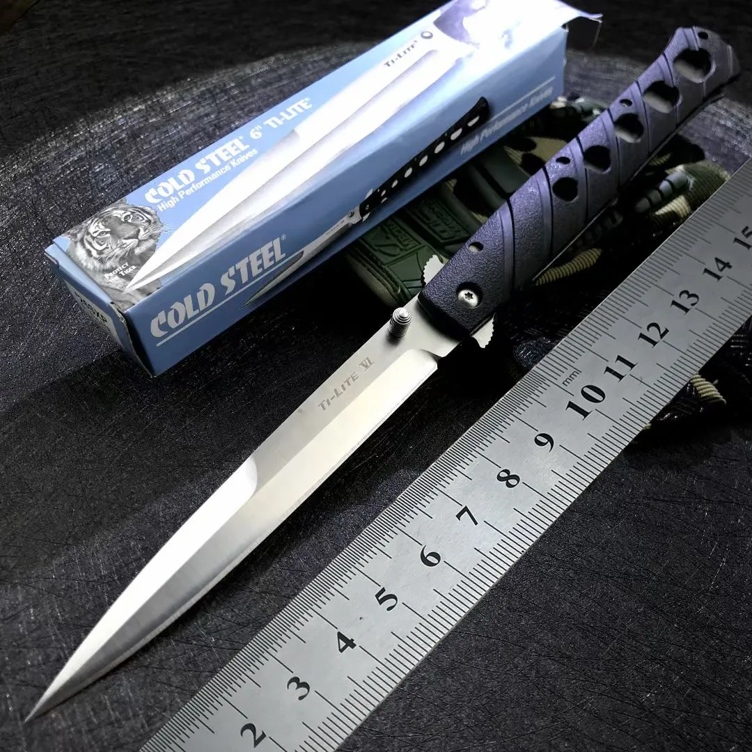 Cold Steel 26SXP Ti Li te XL 6 Folding Knife Stiletto Sword Satin Plain Blade Black ZyEx Handle Outdoors Camping Tactical Knives |
