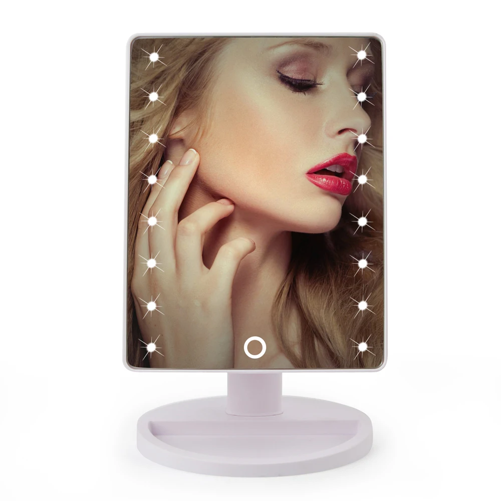 22 светодиодный сенсорный экран зеркало для макияжа 1X/10X настольная столешница яркий регулируемый USB кабель или батареи использовать 16 огней