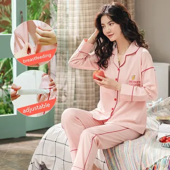 

Spring Autumn New pajamas For Pregnant Women Cotton Maternity Pajama Nursing Pyjamas Set Long Sleeve Sleepwear Pregnant