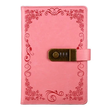 

Diary with Lock Notebook A5 Vintage Lockable Paper PU Leather Note Book Traveler Journal Weekly Planner School Stationery Gift