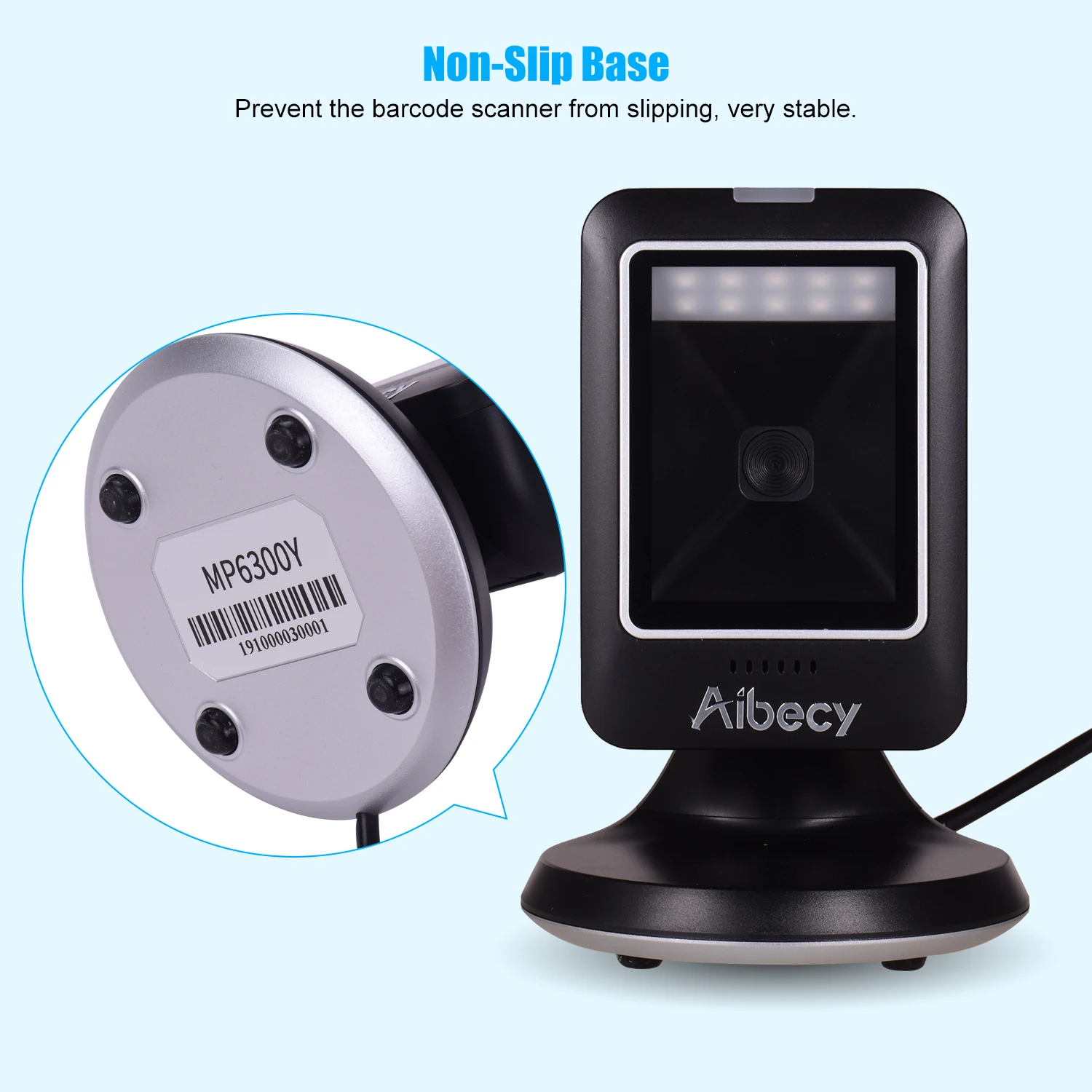 Aibecy MP6300Y 1D/2D/QR Всенаправленный сканер штрихкодов USB проводной считыватель штрих-кодов CMOS изображение без рук