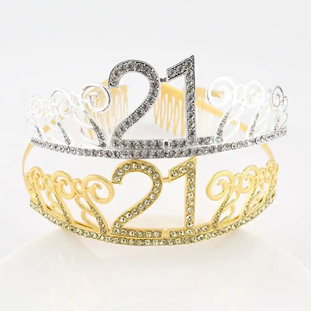 10 18 21 30 40 50 誕生日パーティーティアララインストーンカチューシャループ王冠の装飾 Women S Hair Accessories Aliexpress