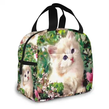 

NOISYDESIGNS New Lunch Bags Cooler Portable Cats Kittens Printing Cute Animals Food Box Insulated Thermal Picnic Bolsa Termica