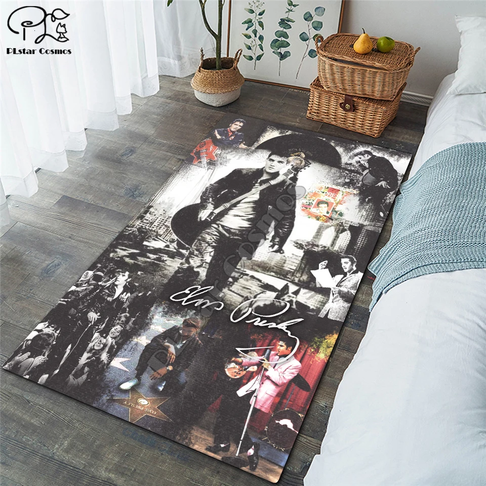 

Elvis Presley Shaggy Fluffy Anti-Skid Area Floor Mat 3D Rug Non-slip Mat Dining Room Living Room Soft Bedroom Mat Carpet ST4