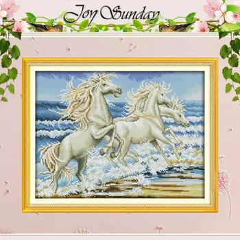 

The horses by the sea Patterns Counted Cross Stitch 11CT 14CT Cross Stitch Set Wholesale Cross-stitch Kit Embroidery Needlework