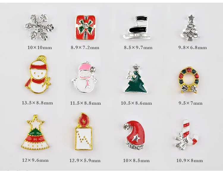 Вертушка для ногтей для девочек, Рождественская серия, снежинка, рождественский подарок, 12 решетчатая упаковка, материал из сплава