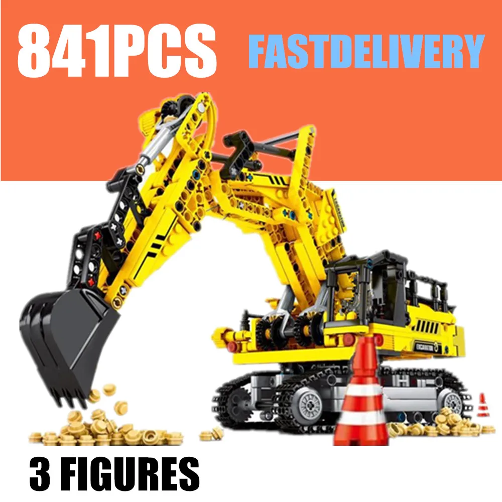 

New MOC Cars City Excavator Truck Excavator Figures Model Fit Legoings Technic Building Blocks Bricks Kids Toys Kid Gift