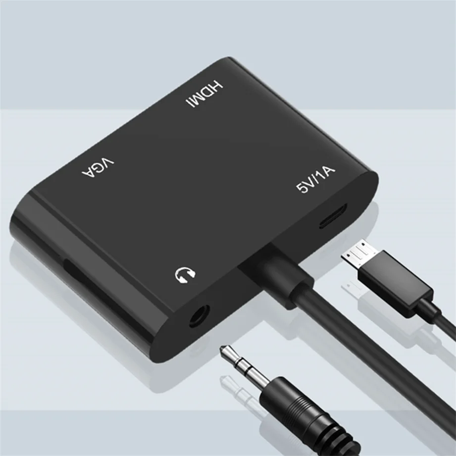 Conversor Adaptador De Video Cabo Hdmi Para Vga Monitor Com Audio P2 Novo - Faz A Boa