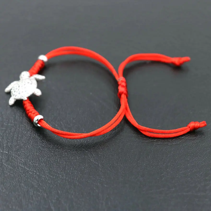 Минимализм милый инкрустация микро CZ черепахи браслет красная веревка нить женские браслеты для детей украшения для влюбленных Pulseira подарок