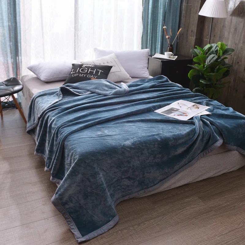 

Solid Color Fleece Blanket Winter Thick Coral Fleece Blanket-Style Single Air Conditioning Blanket Velvet Nap Bed Sheet