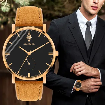 

WJ-8741 Fashion Men Alloy Case Watches Synthetic Leather Analog Quartz Sport Watch Male Clock Top Brand Luxury Wristwatch reloj