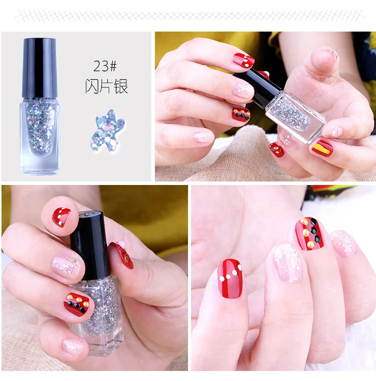 5ml-24 цвет s завод на водной основе peelable лак для ногтей, ровный цвет, сверкающие ногти Набор ногтей искусство ногтей Цвет