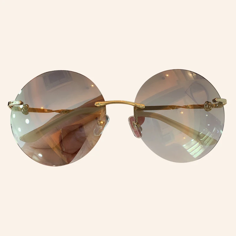 No.3 Sunglasses Модные солнцезащитные очки без оправы для женщин брендовые дизайнерские Oculos De Sol Feminino Круглые Солнцезащитные очки женские оттенки - Цвет линз: No.3 Sunglasses