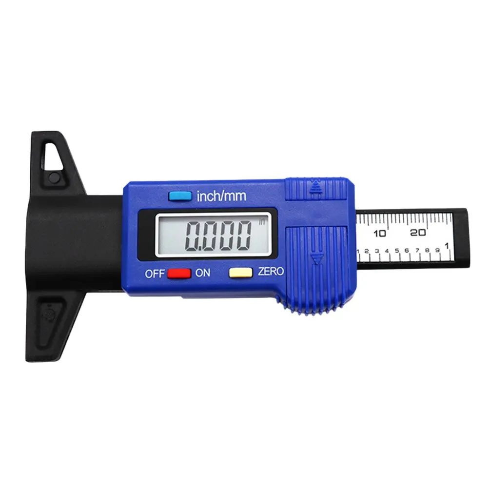 Blue Цифровой walkie talkie автомобильное Глубина рисунка протектора шины тестер 0-25 мм резиновые шины измеритель Глубина рисунка протектора измеритель измерительный инструмент суппорт ЖК-дисплей Дисплей шин измерения - Цвет: Blue